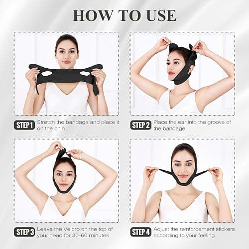 Juskaa Chin Strap for Sleeping,Double Chin Reducer,Adjustable Chin Strap,Jaw Strap,Jawline Shaper,V Line Lifting Mask,Black,M thumbnail 5