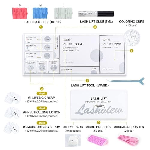 LASHVIEW Lash Lift Kit,Lash Lift,Professional Eyelash Perm Kit,Liquid Set,Semi-Permanent,Curling Perming,Wave Lift Extension Perm Set thumbnail 2