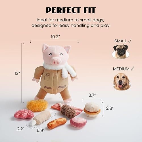Nocciola Stuffed Pig Dog Toys: Funny Squeaky Crinkle Dog Chew Toys for Small Medium Breed, Plush Puzzle Cognitive Training Pet Enrichment Supplies, Hide and Seek Dog Christmas Stocking Stuffers thumbnail 7