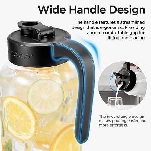 Spreccio Mason Jar Pitcher - Airtight & Leakproof Glass Pitcher with Lid, Perfect for Breastmilk, Cold Brew, and Sun Tea, 2 Quart (64 oz) 1/2 Gallon Mason Jar with Pour Spout Lid thumbnail 3