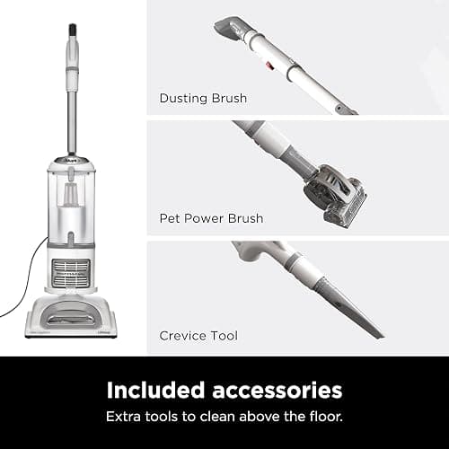 Shark | Upright Vacuum Cleaner | Navigator Lift-Away | Swivel Steering | HEPA Filter | Vacuum for Pet Hair | Crevice Tool & Dusting Brush Included | For Carpets & Hard Floors | White/Silver | NV356E thumbnail 8