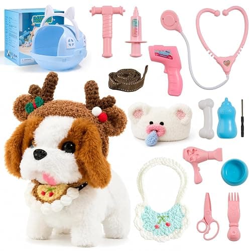wizwink Interactive Electronic Plush Dog Toy, Walking Barking Puppy | Fun Pet Care & Dress-up Game for Kids, Comes with Leash & Handmade Costume Hats, Birthday Gift for Kids Girls Boys Ages 4-8 - Image 1