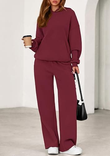 PRETTYGARDEN Women's 2 Piece Outfits Fall Sweatsuits Oversized Hoodies Wide Leg Sweatpants Tracksuits Lounge Matching Sets thumbnail 3