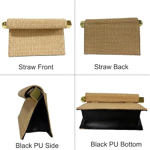 louceko Evening Bag Clutch Purse for Women Formal Wedding Party | Vegan PU leather, designer rolled magnetic closure & metal rod decoration, removable chain for shoulder or crossbody wear thumbnail 3