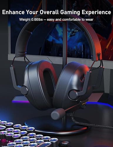 SENZER SG500 Surround Sound Pro Gaming Headset with Noise Cancelling Microphone - Soft Memory Foam Padding - Portable Foldable Headphones for PC, PS4, PS5, Xbox One, Switch - Black thumbnail 6
