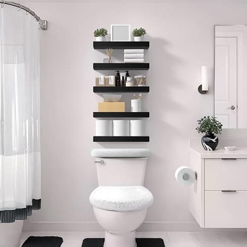 Sorbus Floating Shelves for Wall – 16 Inch Floating Shelf for Kitchen, Bedroom, Living Room, Bathroom, Home & Wall Decor - Mounted Bathroom Shelves with Invisible Brackets (Black, 3 Pack) thumbnail 2