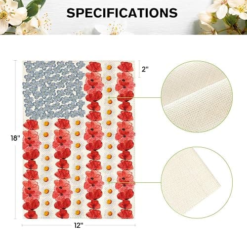 AVOIN colorlife Patriotic Memorial Day American Garden Flag 12x18 Inch | Double Sided, Weather & Fade Resistant, Yard Outdoor Decoration, Featuring Myosotis Poppy design, 4th of July thumbnail 5