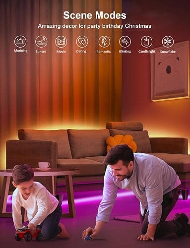 Mexllex LED Strip Lights 30m, Ultra-Long Lights Strip Music Sync Color Changing, Led Lights with App Control Remote, RGB Tape Light for Home Bedroom Party thumbnail 6