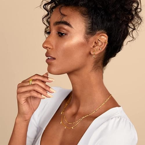 PAVOI 14K Gold Plated Solid 925 Sterling Silver Post Flat Back Stud Earrings for Women | Cartilage Helix Piercing | Cubic Zirconia Earrings - Yellow Gold - Star thumbnail 4
