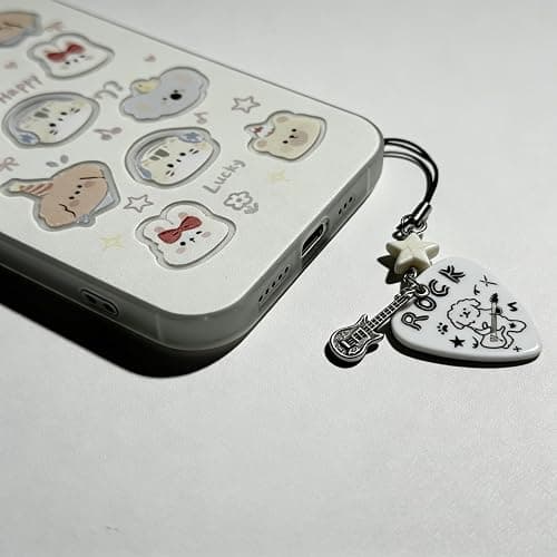 Hongmlqs Cute Phone Charm Y2k Kawaii Guitar Pick Rock Dog Star Camera Phone Bag Strap Charms Keychain Funny Aesthetic Accessories thumbnail 3