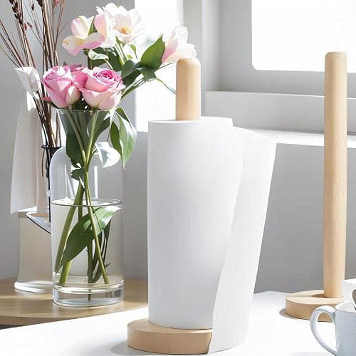 KitchLife Wooden Paper Towel Holder Countertop - Solid Freestanding Paper Towel Dispenser Stand with Anti-Skid Base thumbnail 8
