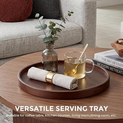 Round Bamboo Wooden Tray, 12 Inch thumbnail 6