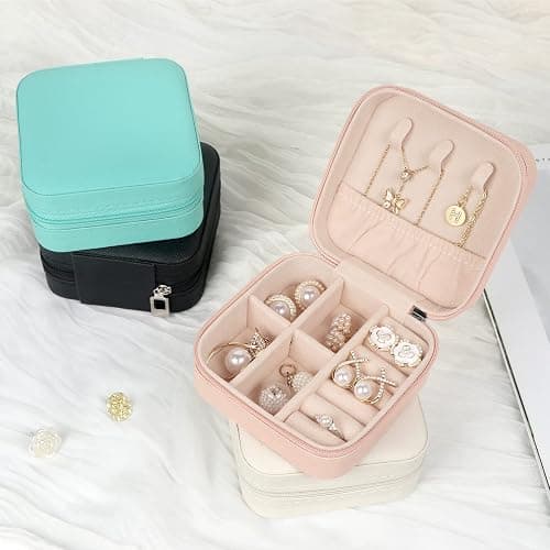 MFXIP Travel Jewelry Case Small Jewelry Box Jewelry Organizer Storage Case Portable PU Leather Mini Jewelry Travel Case for Girls Womens Earring, Necklace, Rings,Bracelets thumbnail 7