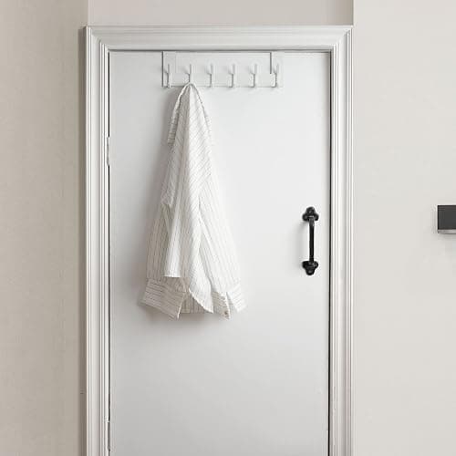 WEBI Over The Door Hooks,Over Door Towel Rack,Door Hanger,Door Coat Hanger,Door Coat Rack,Door Hooks for Hanging Clothes,Back of Door,White - White - 1 Pack thumbnail 2