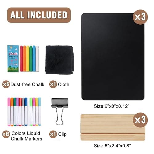SELEAD Small Chalkboard Words Sign - 3 Pack 6x8 Inch Tabletop Decorative Chalk Board with Wooden Stand, Mini Double-Sided Erasable Message Menu Board for Food, Business, Wedding, Party thumbnail 8