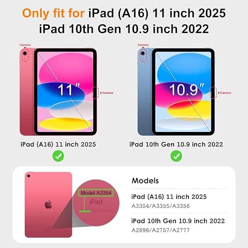 VIKESI Case for iPad (A16) 11-inch 2025 and iPad 10th Generation 10.9 Inch 2022, Clear Back and TPU Shockproof Frame Cover [Built-in Pencil Holder, Support Auto Sleep/Wake] - White thumbnail 2