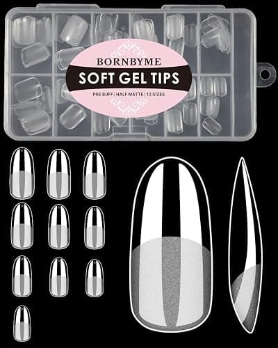 Medium Round Nail Tips,120PCS Pre Almond Round Buff Full Cover Shaped Nail Extenison Tips Half Matte Gel Nail Tips Acrylic False Nail Tips thumbnail 9