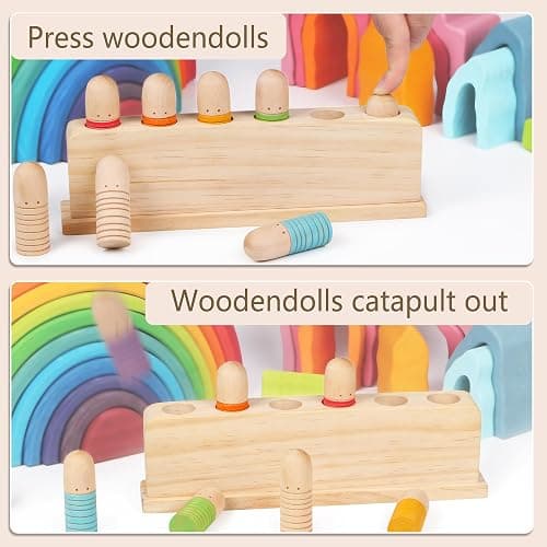 TotataTree Wooden Pop Up Puppets|Wooden Cause and Effect Toys for Boys & Girls, Montessori Color Matching Toys,Special Festival Gift for Kids 2 3 4 thumbnail 4