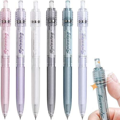 Archic Retractable Black Gel Ink Pen Rotary Ballpoint Pens Fine 0.5mm Pack of 6 Colors - Image 1