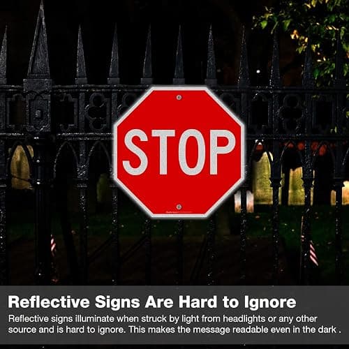 Faittoo Large Stop Sign Street Road Sign 30 x 30 cm. Engineer Grade Reflective Sheeting, Rust Free Aluminum, Weather Resistant, Waterproof, Fade Resistant, 2 Pre-drilled Holes. thumbnail 6