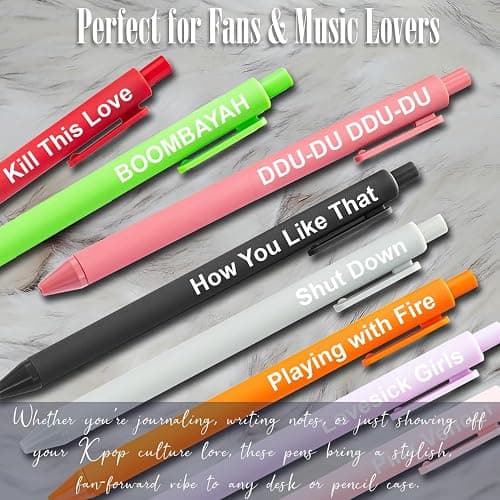 Kpop Blackpink Inspired Pen Set, Cute K pop Gel Pens, Black Pink Blinks Gifts Merch, Music Birthday Party Favors for Music Fans thumbnail 5