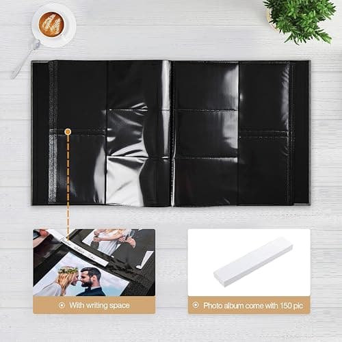 potricher Linen Hardcover Photo Album 4x6 600 Photos Large Capacity for Family Wedding Anniversary Baby Vacation (Black, 600 Pockets) thumbnail 5