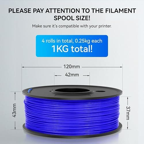 JAYO TPU 3D Printer Filament Bundle, 95A Flexible Soft TPU Filament 1.75mm, 250g Spool, 4 Rolls, 1kg in Total, Green+Orange+Red+Blue thumbnail 5