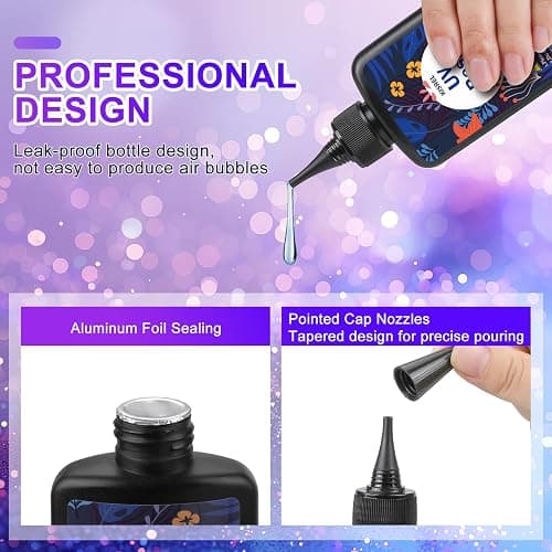 KISREL UV Resin with Light - 200g Upgraded Hard Type Crystal Clear Ultraviolet Curing UV Resin Kit, 8 Lamp Beads UV Light, Resin Kit with Light for Craft Jewelry Making thumbnail 2