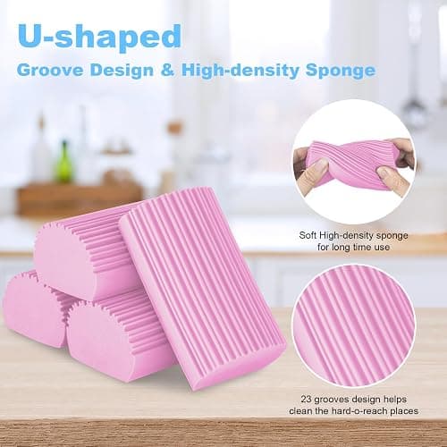 YFUIF 2-Pack Damp Clean Duster Sponge, Magic Sponge Eraser Baseboard Cleaner Tool, Dusters for Cleaning Blinds, Glass, Vents, Railings, Mirrors,Window Track Grooves and Faucets thumbnail 6