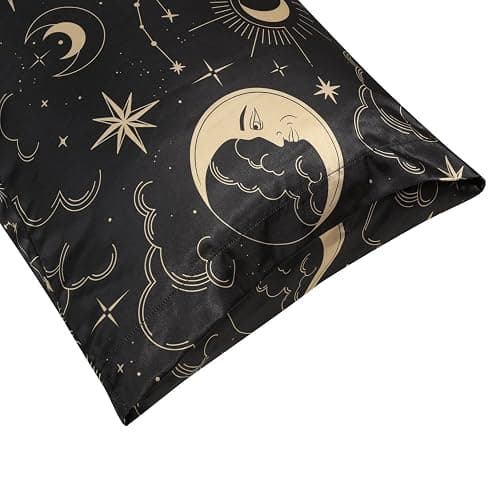 EXQ Home Satin Pillowcase for Hair and Skin - Black Printed Silk Body Pillowcase 20x54 inches - Body Pillow Cases with Envelope Closure, Gifts for Women Men thumbnail 6