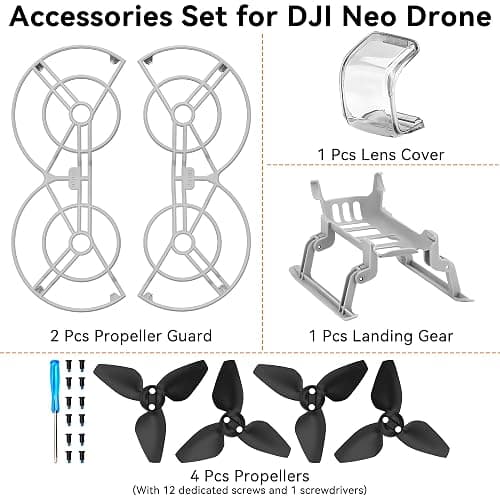 Craznick Propellers for DJI Neo Drone - 4Pcs Accessories Set with Propeller Guard Protector Landing Gear Lens Cover Low Noise Props for DJI Neo Drone Accessories Bundles thumbnail 2