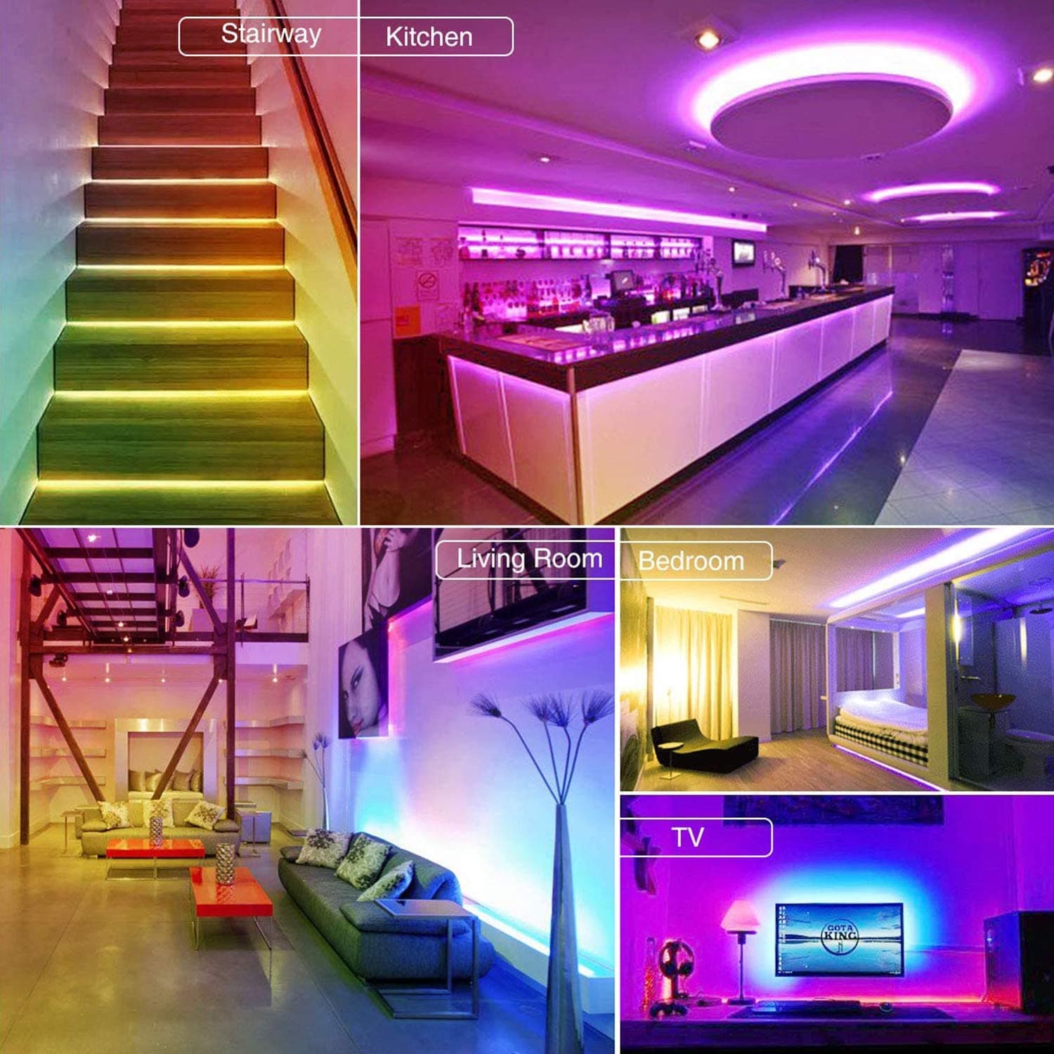 Bluetooth LED Strips Lights, ALED LIGHT 5050 RGB 2x5 Meters LED Strip Lights 12V Waterproof Light Band Controlled by Remote Control 40K or Smart Phone for Home, Outdoors and Decoration thumbnail 3