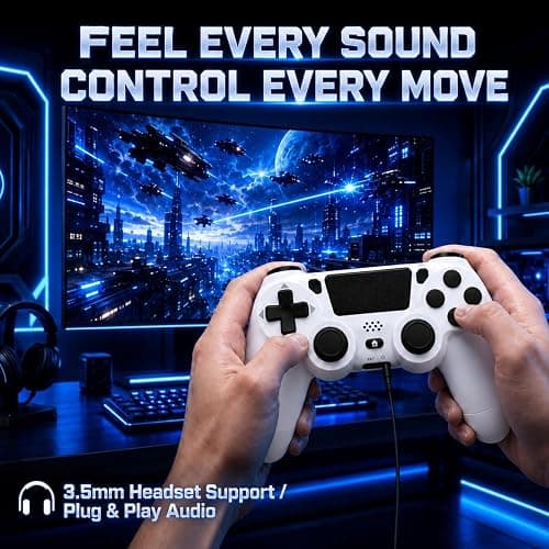 BJXOZ Wireless Controller for PS4 Controller, with USB-C Port | Dual Vibration, Speaker, Six-axis Gyroscope Sensor, Touchpad, 3.5mm Audio jack, Compatible with PS4/Slim/Pro/PC thumbnail 9