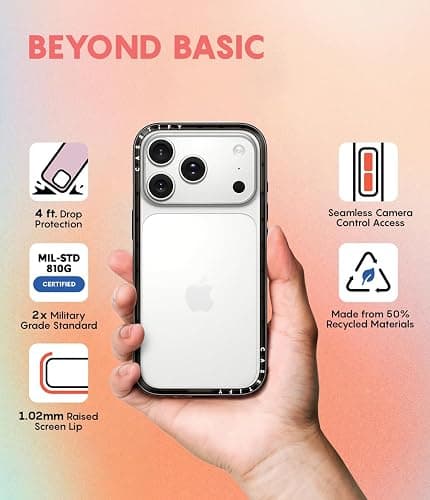 CASETiFY for iPhone 17 Pro Max Case - Compact | Slim and Sleek | Lightweight | 4 ft. 2X Military Grade Drop Protection | Chrome Doodles | Black thumbnail 8