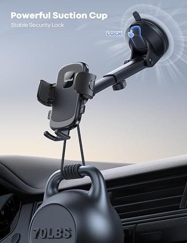 Lamicall Car Phone Holder - [Strongest Military-Grade Suction Cup] 360° Rotation Phone Holders for Your Car Quick Release Adjustable Phone Mount for Car Dashboard for iPhone 17 16 Pro Max Galaxy Truck thumbnail 4
