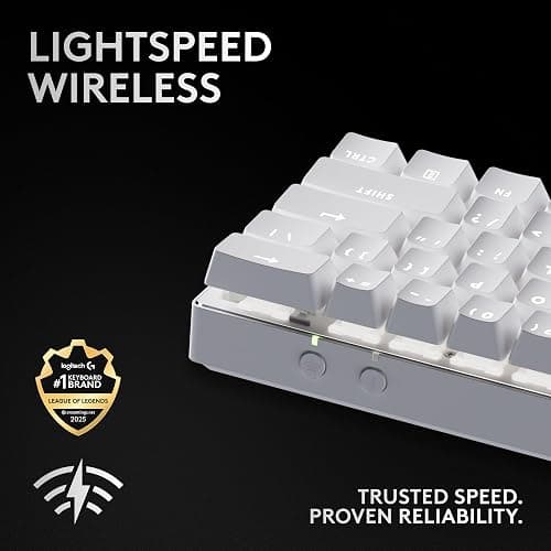 Logitech G PRO X 60 Lightspeed Wireless Gaming Keyboard, Ultra Compact TKL 60% Mechanical Keyboard for Windows PC, LIGHTSYNC RGB, Dual-Shot PBT Keycaps, GX Optical Linear Switches - White thumbnail 3