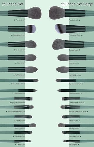 Koccido Makeup Brushes 22 Pcs Makeup Kit,Foundation Brush Eyeshadow Brush Make up Brushes Set (Green, 22 Piece Set) thumbnail 4