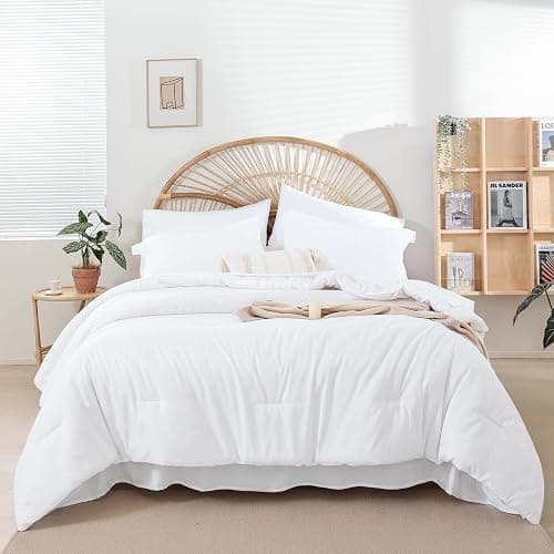 weigelia White Full Comforter Set with Sheets - 7 Pieces Bed in a Bag Full | All Season, Boho Style, Soft Lightweight Bedding Set with Sheets, Pillow Shams, Pillowcases - Image 1
