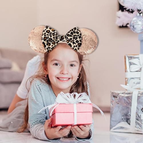 2 Pcs Mouse Ears Headbands, Shiny Bow Glitter Mouse Ears Headband, Mouse Ears Accessories for People Cosplay, Birthday Christmas Theme Parties Photography Props thumbnail 4