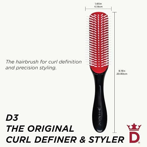 Denman D3 Original Curl Definer & Styler, Curly Hair Brush for Women & Men – 7 Row Detangling & Curl Defining Brush for Smooth Defined Curls - a precision Styling Brush for straight hair thumbnail 2