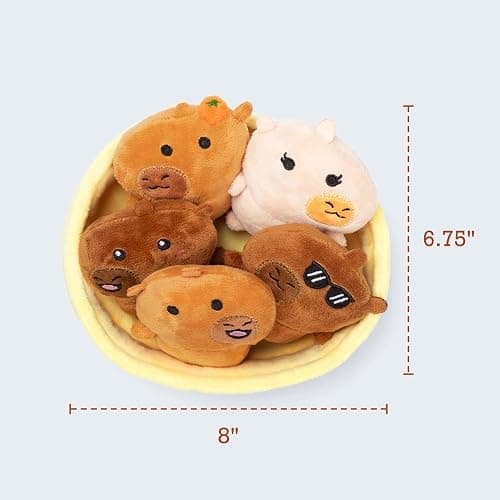 Emotional Support Capybaras by Relatable, Cuddly Stuffed Animals and Plushies Set, Includes 5 Capybara Plush Toys with Carrying Basket, Cute Stuff and Great Gift for Loved Ones of All Ages thumbnail 3