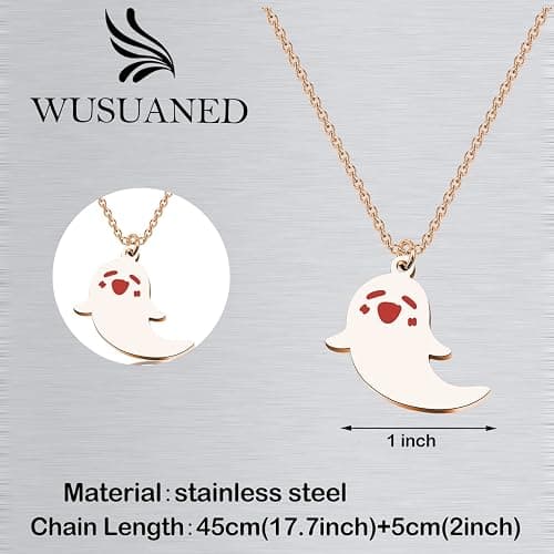 WUSUANED Cute Ghost Necklace Hu Tao Ghost Shape Jewelry Genshin Halloween Cosplay Gifts For Game Anime Lovers thumbnail 2