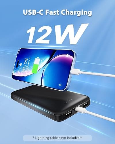 Miady 2-Pack 10000mAh Dual USB Portable Charger, USB-C Fast Charging Power Bank, Backup Charger for iPhone 15/14/13, Galaxy S23/22, Pixel and etc - Black+White thumbnail 3