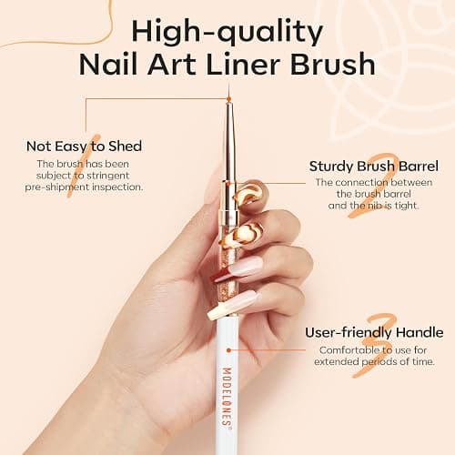modelones Nail Art Brushes, Super Fine Liner Nail Brush Kit Dual-ended 7/11/15/20mm for Gel Polish Thin Lines, Precise Details, Fine Drawing Painting Design Acrylic Rhinestone Handle Salon & DIY Use thumbnail 6