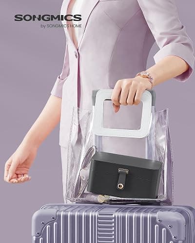 SONGMICS Jewelry Organizer Box, Travel Jewelry Case, 2-Layer Travel Case for Earrings, Necklaces, Bracelets - Portable Jewelry Storage with Large Capacity, Gift Idea, Slate Gray UJBC166G01 thumbnail 3