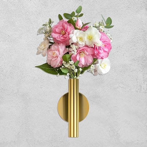 2 PCS Wall Vases for Flowers, Gold Flower Vase Metal Hanging Plant Holder Small Gold Vase Flowers Tube Wall Planter Hanging Vase for Modern Home Decor Display Dried Faux Flower Fake Flower thumbnail 4