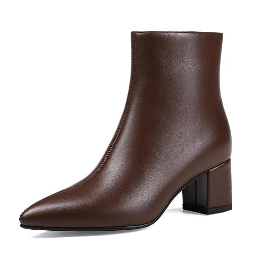 Abbleet Women's Ankle Boots Pointed Toe Chunky Block Heel Short Boots for Women Low Heeled Booties - Image 1