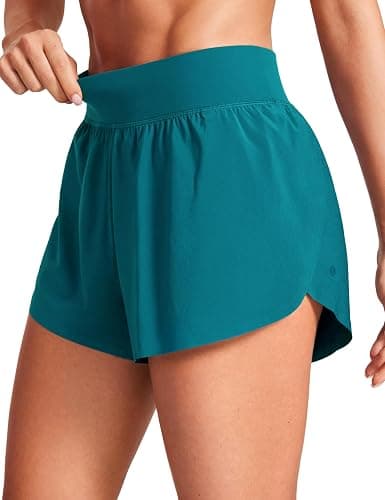 CRZ YOGA High Waisted Split Running Shorts for Women 3" - Comfy Mesh Liner for Workout Athletic Gym Track Quick Dry - Image 1