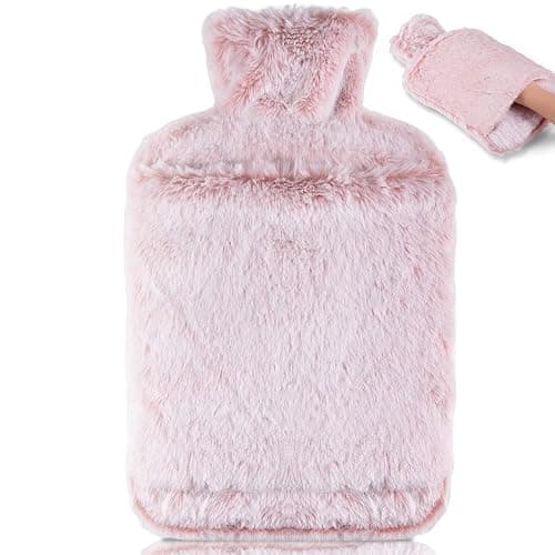 BOLEi Hot Water Bottle with Luxury Cosy Faux Fur Cover,2L Leakproof Large Hot Water Bag for Neck,Shoulder,Hand Feet Warmer,Gifts for Women,Men(Pink) - Image 1