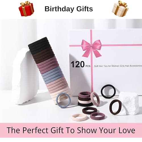 LuSeren 120PCS Soft Hair Ties for Women – No Damage Ouchless Nylon Hair Accessories, Seamless Fabric Ponytail Holders for Daily Use (Natural Colors) thumbnail 6